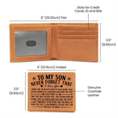 To My Son – Premium Black Leather Wallet | Heartfelt Gift for Son
