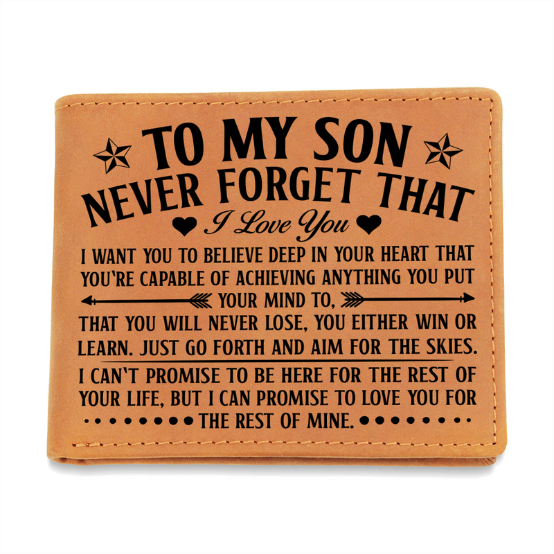To My Son – Premium Black Leather Wallet | Heartfelt Gift for Son